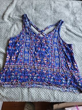 George Blue Crisscross Back‎ Tank Top UK 18 / US 14